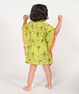 Ghost Print- Green Kaftans For Girls