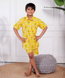 Ghost Print- Yellow Co-Ord Set For Boys