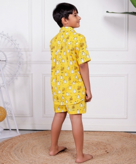 Ghost Print- Yellow Co-Ord Set For Boys