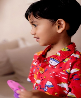 Chote Khwaab- Red Co-Ord Set For Boys