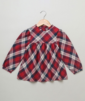 Introduces A Red Long Sleeves Plaid Flannel Blouse Dress