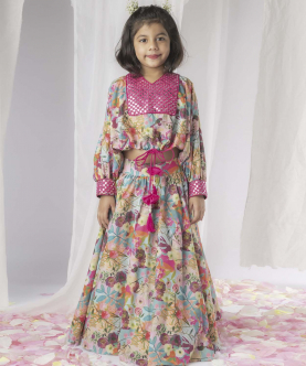 Floral Printed Tie-Knot Ghaghra Set