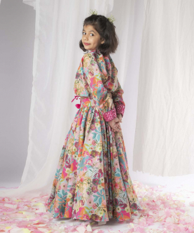 Floral Printed Tie-Knot Ghaghra Set