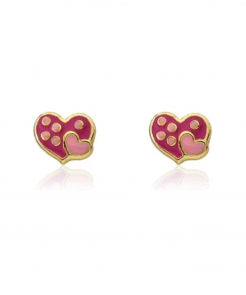 Enamel Heart In Heart Stud Earring