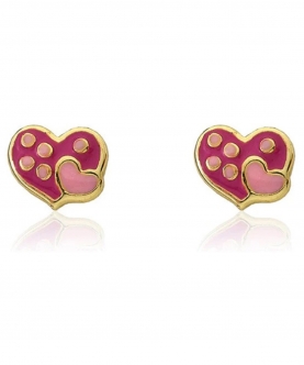Enamel Heart In Heart Stud Earring