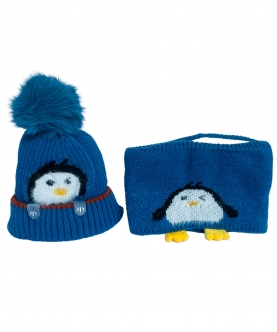 Penguin Woolen Winter Cap With Muffler Set (3-10Yrs)