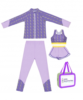 3 Pcs Thunderbolt Top,Leggings & Jacket Style Swimwear Set