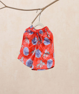 Red Geometric Shorts
