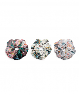 Set Of 3 Assorted Velvet Scrunchies In Signature Prints