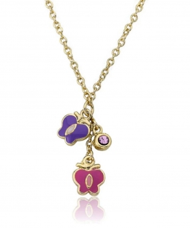Butterflies & Pink Crystal Necklace