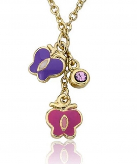 Butterflies & Pink Crystal Necklace
