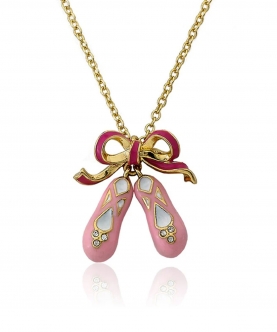 Enamel Bow & Ballerina Shoes Necklace