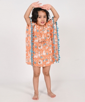 No Drama Llama Orange Kaftans For Girls