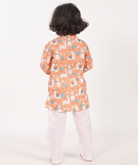 No Drama Llama Unisex Orange Kurta