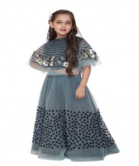 Blue Tulle Lehenga Set