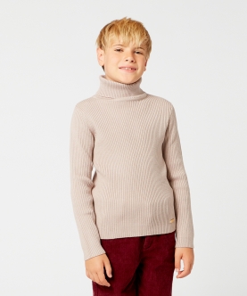 One Friday Beige Solid Jumper For Kids Boys