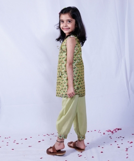 Chanderi Angrakha Suit Set For Girls 