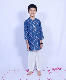 Bandhni Print Cotton Kurta Pajama Set