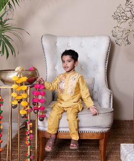 Yellow Silk Kurta Set