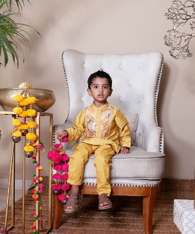 Yellow Silk Kurta Set