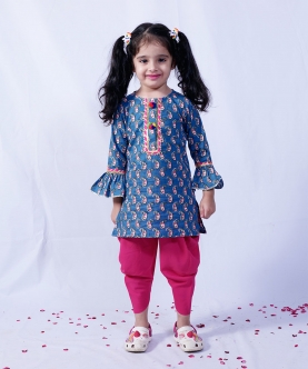 Blue Ambi Print Kurta Set