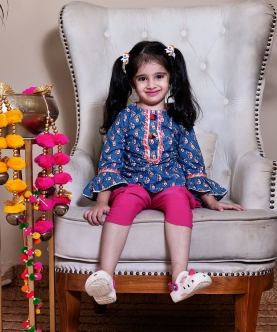 Blue Ambi Print Kurta Set