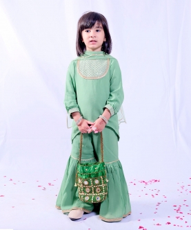 Green Georgette Kurta Garara Set 