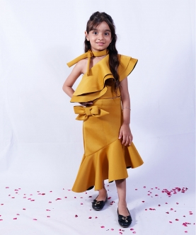  Mustard Scuba Skirt Top Set