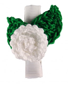 Rose Bub Alligator Clip - White