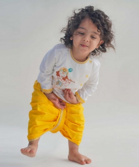 Baby Boy Krishna Dhoti Kurta Set-White