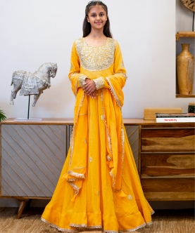 Yellow Embroidered Anarkali